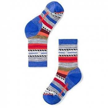 Smartwool Kid's Hike Bright Blue Margarita Crew Socks, Size 29-32, Medium Thickness