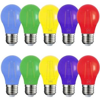 Lot de 10 Ampoules LED E27 220 Lm Filament Coloré