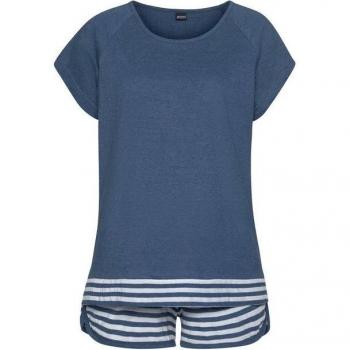 Arizona Damen Schlafshorts Blau-Meliert