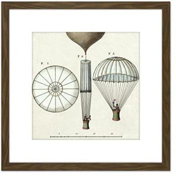 Garnerin 1797 Parachute Blueprint, 8”×8” Wooden Frame Picture with Mount