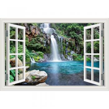 3D Effect Mountain Waterfall Wall Art