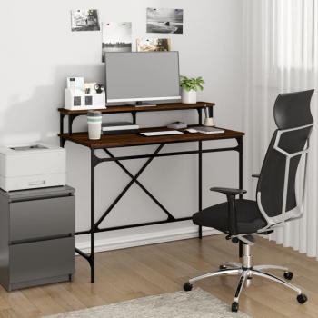 Vidaxl Engineered Wood and Iron Desk Brown Oak 100x50x90 cm