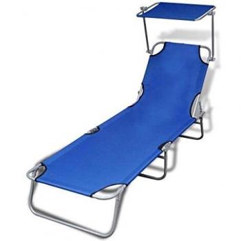 VidaXL Tumbona plegable con capota acero y tela Gris