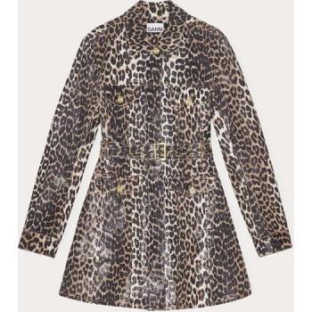Leopard-Print Ganni Denim Dress with Foil Finish – 36 EU / 6 US