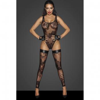 Body string floral noir transparent