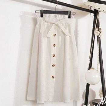 High Waist Pleated Midi Skirt