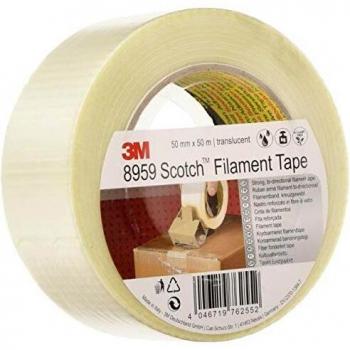 Scotch 8959 Heavy Duty Filament Tape, 50 mm x 50 m, Translucent