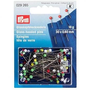 Prym Colored Glass Head Pins, Steel, 30 x 0.6 mm, 10 g