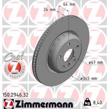 Hinterachsbremsscheibe ZIMMERMANN 150.2946.32