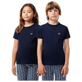 Lacoste T-shirt Blu Navy Bambino in Jersey di Cotone