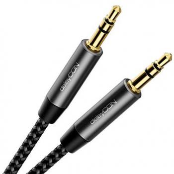 DeleyCON 2m Nylon Audio Stereo AUX Kabel mit 3,5mm Klinke