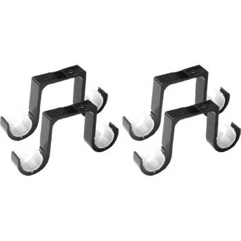 Soportes de cortina doble de techo, aleación de aluminio, negro, 4 unidades
