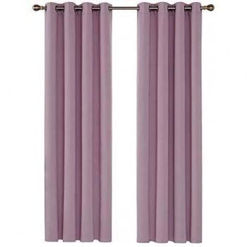 Deconovo Thermogardinen Verdunkelungsvorhang mit Ösen, 245x140 cm, Hellpink, 2er Set