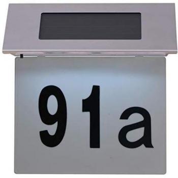 Solar Powered LED House Number Light in Stainless Steel