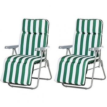 Outsunny Sillas Plegables de Jardín con Respaldo Ajustable y Cojín
