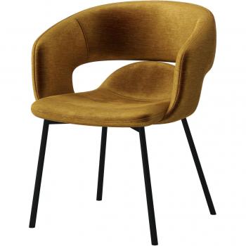 Silla de diseño azafrán y metal negro