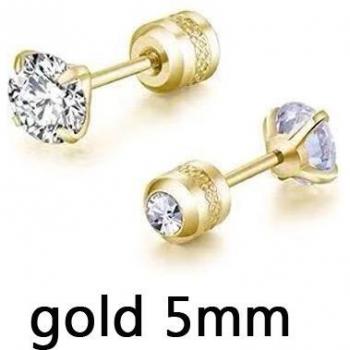 Pendientes redondos de zirconia cúbica hipoalergénicos, acero inoxidable, 3-6mm, 1 par
