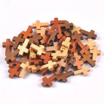 Cuentas de cruz de madera para joyería