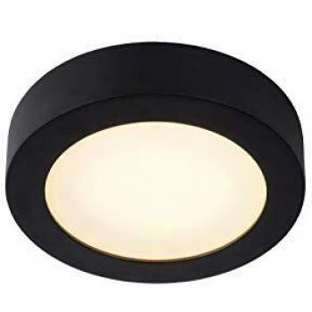 Lucide Brice-led Flush Ceiling Light Bathroom Ø18cm LED Dim. 1x12W 3000K IP44 Black