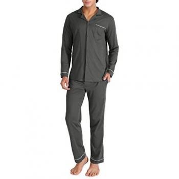 DAVID ARCHY Men's Breathable Loungewear Pyjama Set in Dark Grey, M