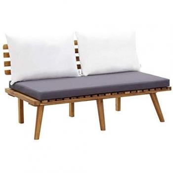 Banc de jardin en acacia massif avec coussins 115 cm