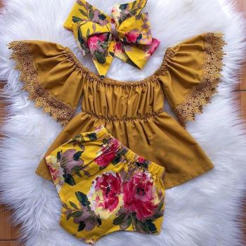 Off-Shoulder Charm Infant Outfit 3-Piece