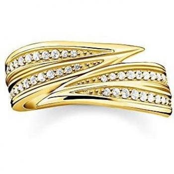 Thomas Sabo 925 Sterlingsilber Damenring mit 750 Gelbgold‑Beschichtung (TR2283‑414‑14)