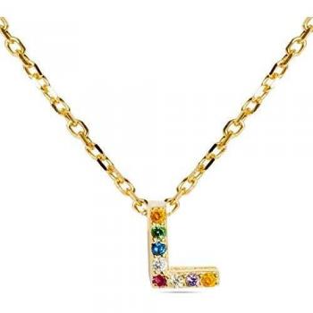 Collar Luxenter con Letra L en Plata 925 y Circonitas Multicolor