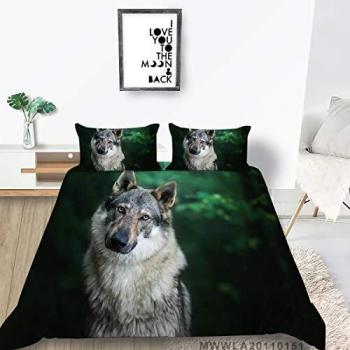 Durable 3D Wolf Print Quilt Cover Set