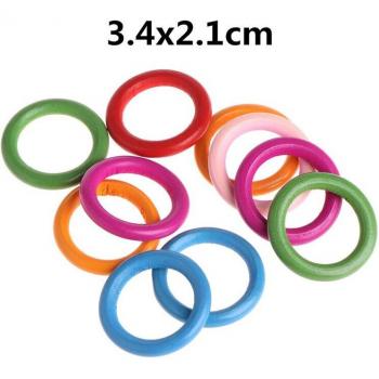 10 Pcs of Colorful Wooden Rings for Bird Toys
