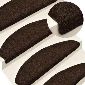 Tapis d’escaliers autocollants, pack 15 pièces, finition marron