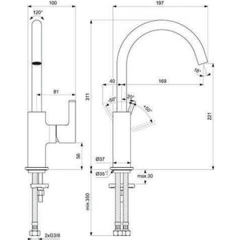 Miscelatore da lavabo con alto becco girevole Joy