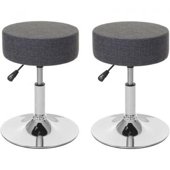 Set de 2 taburetes HHG 189, asiento de maquillaje, gris