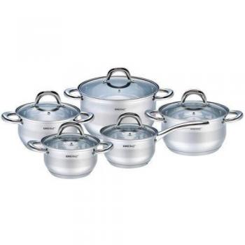 Set pentole Kinghoff 10 pezzi, Padella e Pentola – Argento – KH‑1096