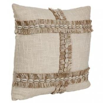Cuscino Romimex Conchiglia 45x8x45 – Beige, Cotone