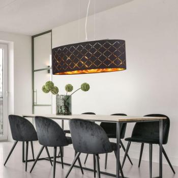 Schwarz-goldene Deckenleuchte mit Textil