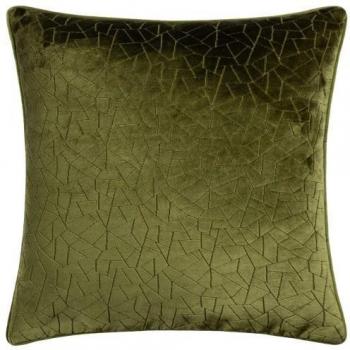Housse de coussin à motif en velours Hoem Malans 45 cm – couleur olive