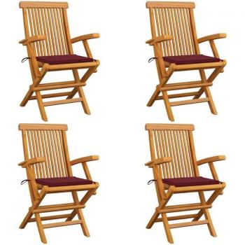 Chaises de jardin élégantes Prolenta avec coussins rouges