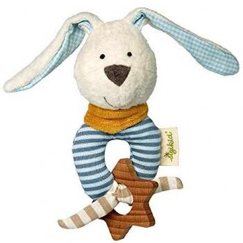Hochet Tissu Bio en Coton Sigikid® Lapin Bleu – Vert 14 cm