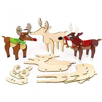 Wooden Reindeer Shapes (Set of 6) for Christmas Crafts