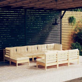 11-Piece Garden Lounge Set with Cream Cushions