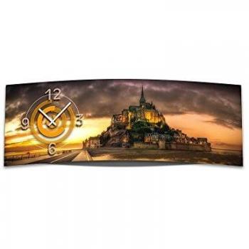 Sonnenuntergang XXL Dixtime Wanduhr 30 x 90 cm, 4 mm Alu‑Dibond 3‑D Optik