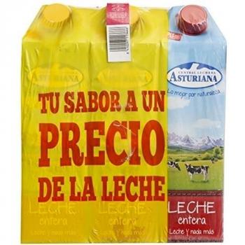 Leche entera Asturiana 1 litro pack 6 bricks