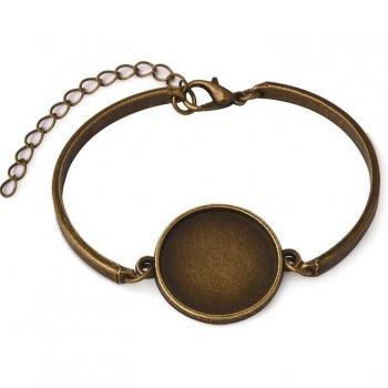 10pcs Metal Bezel Bracelet Blanks with 20mm Round Cabochon for Jewelry Craft