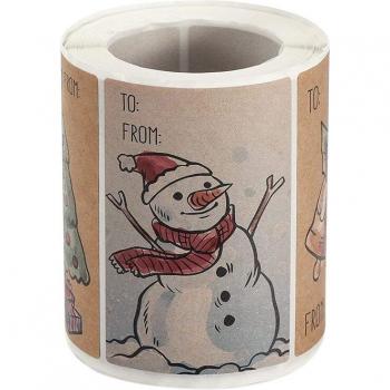 Festive Name Tags, 250 Pcs of 2 x 3 Inch Self-Adhesive Sticker Labels with 6 Designs