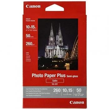 Canon SG-201 Semi-Gloss Plus Photo Paper, 10x15cm, Pack of 50 Sheets, White