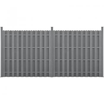 Kit Clôture Brise-Vue/WPC Gris – 2 Panneaux 185 × 376 cm