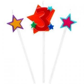 Vela Nº 3 con 2 Estrellas Multicolor