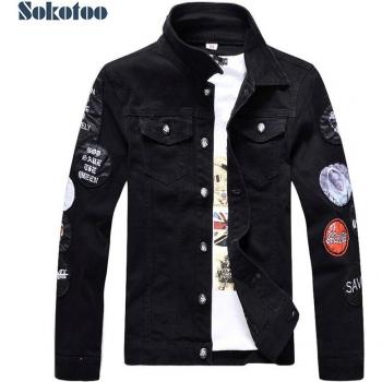 Sokotoo Slim Fit schwarze Denimjacke für Männer