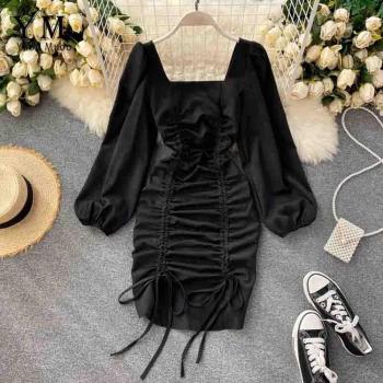 Vestido Mini de Manga Larga Estilo Vintage para Mujer